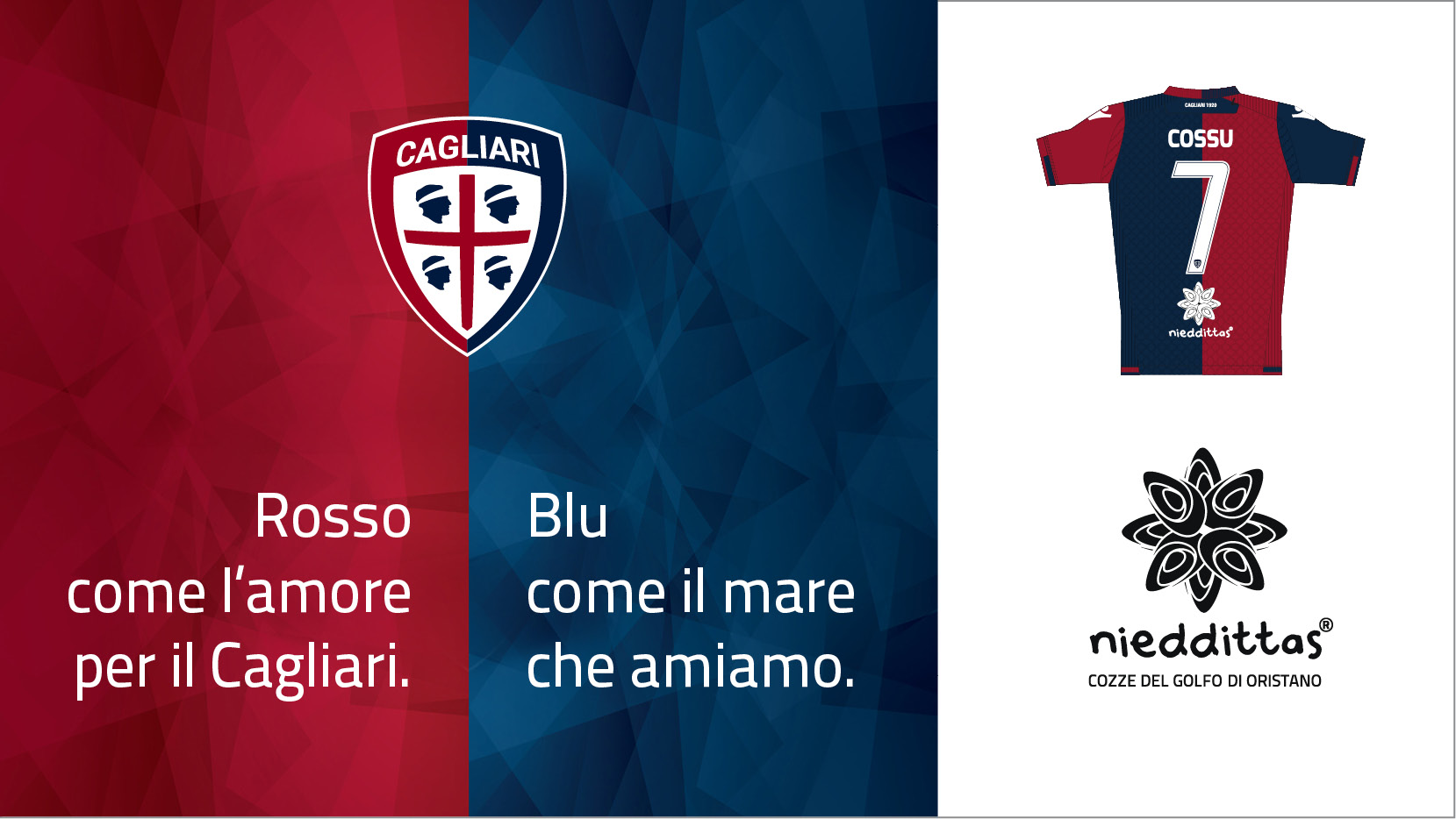 Nieddittas sponsor del Cagliari Calcio per i prossimi 3 anni.